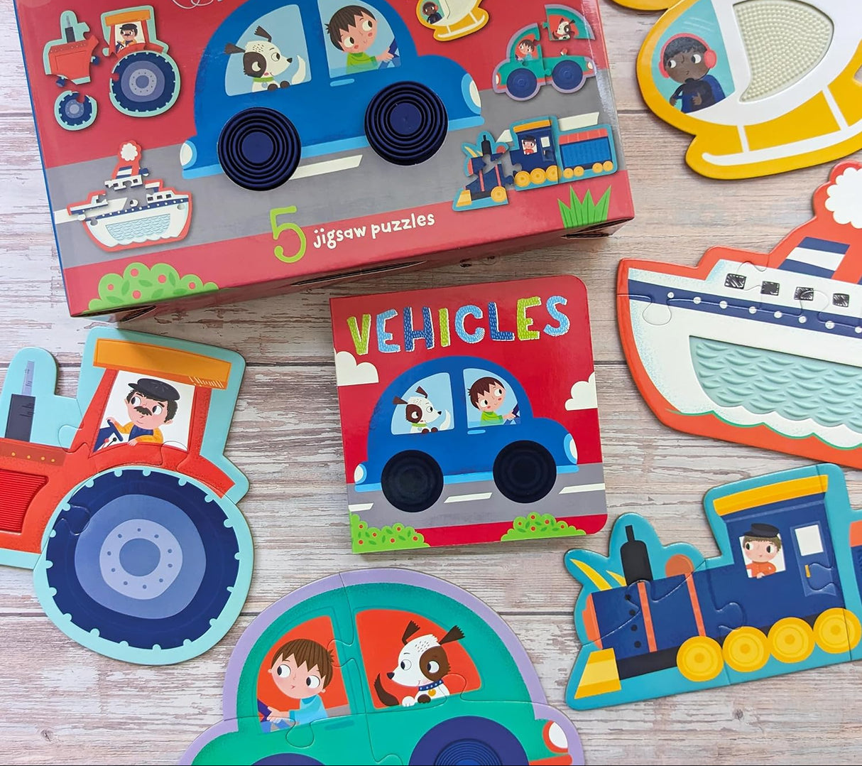 Touch and Feel Puzzle and Board Book Set - Vehicles - Tactile Fun For Children